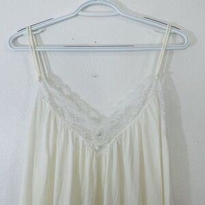 Vtg Ivory Val Mode Slip Dress Satin Lingerie Boudoir Chemise Nightgown Large EUC